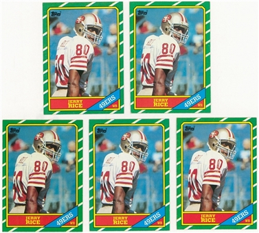 1986 Topps #161 Jerry Rice Rookie Cards Collection (5)